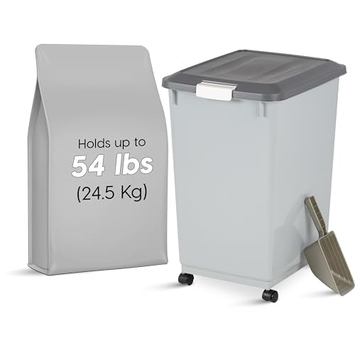 IRIS USA Dog Food Storage Container, 2-Pack, Up to 54 lbs, Gray/Dark Gray - color: Gray/Dark Gray, size: 54 lbs - 2 Pack