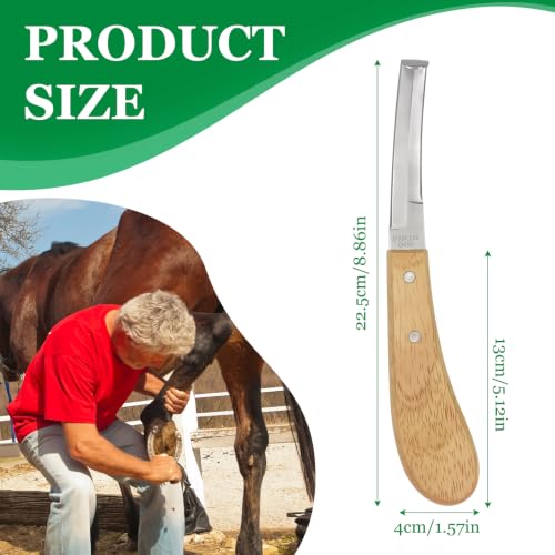 Hoof Knife Double Edge with Wooden Ergonomic Handle Hoof Trimmer Farrier Tool for Horses, Cows & Farm Livestock