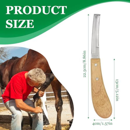 Hoof Knife Double Edge with Wooden Ergonomic Handle Hoof Trimmer Farrier Tool for Horses, Cows & Farm Livestock