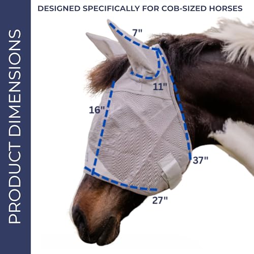 Cob Horse Fly Mask with Ears, UV Protection, Breathable Mesh