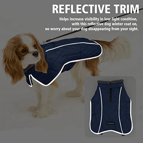 Fragralley Dog Coat Large, Waterproof Dog Jacket with Warm Fleece Lining, Adjustable Reflective Dogs Winter Coat, Turtleneck Pet Coats for Cold Weather (Blue XL) - color: Blue, size: X-Large