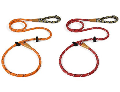 lynxking Dog Leash 3/8in x 6ft Slip Lead Reflective red and Orange, 2 Pack
