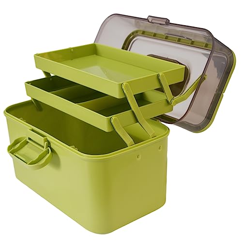 AnRui 3 Tier Medicine Storage Organizer Box, Plastic Empty First Aid Kit Container Emergencies Family Medical Case Multipurpose Box with Portable Handle for Home, Travel, Camping, Hiking, School