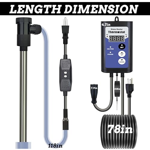 Immersion Water Heater 3500W 240V Portable Bathtub & Pool Submersible Electric Water Heater with Leakage Protection & Thermosta for Hot Tub, Above-Ground Pool, Baptistry & Inflatable Pool