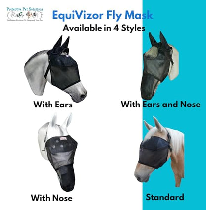 EquiVizor 95% UV Eye Protection (Full) Horse Fly Mask with Ears. Designed to Stay On Your Horse, Off the Ground - size: FULL