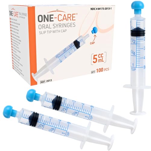 ONE-CARE Oral Syringe, 5 mL, Slip Tip, with Cap, 100 Count - size: 5ml
