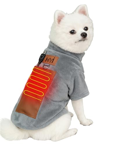 MYI Winter Heated Dog Electric Warm Coat Clothes for Small Medium Large Dogs Outside/Inside Cold Weather Jacket pet Vest Gray M(NOT Included Batteries) - color: Gray, size: Medium(Back length 9.8 Inch)