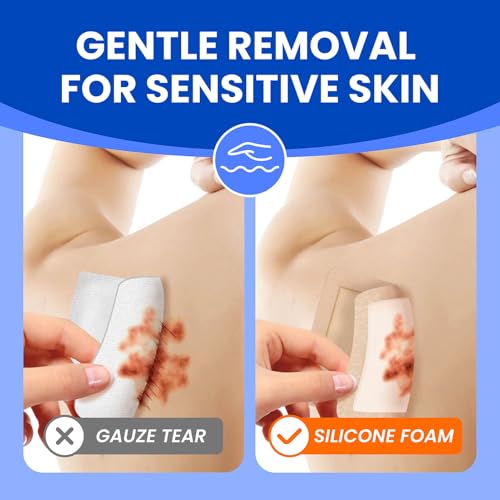 Large Waterproof Bandages 6x6 Silicone Foam Dressing Sensitive Skin, 10 PCS - style: 6"X6"(10PCS)