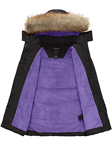 wantdo Girls' Waterproof Winter Coat Long Puffer Jacket Warm Parka Hooded - color: Black, size: 8