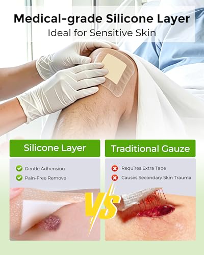 Silicone Foam Dressing 4x4 with Adhesive Border Waterproof 10 Pack - size: 4" x 4"(10 PCS)