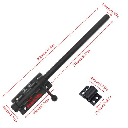 12in Slide Bolt Gate Latch 304 Stainless Steel Barrel Bolt Latch Heavy Duty Door Security Lock Thickened Door Latches Hardware with Mounting Screws for Barn Fence Shed Basement - color: 12in Black