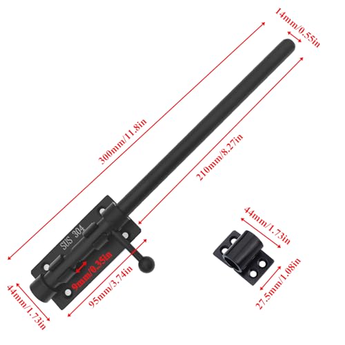 12in Slide Bolt Gate Latch 304 Stainless Steel Barrel Bolt Latch Heavy Duty Door Security Lock Thickened Door Latches Hardware with Mounting Screws for Barn Fence Shed Basement - color: 12in Black