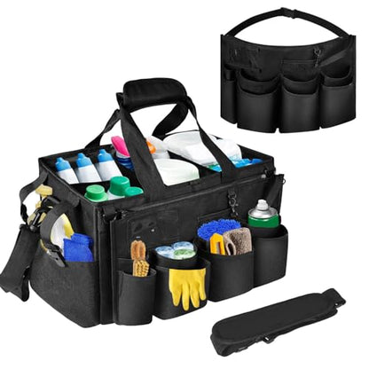 Boczif Cleaning Caddy Bag Wearable,Cleaning Caddy Supplies Organizer（Black） - color: Black