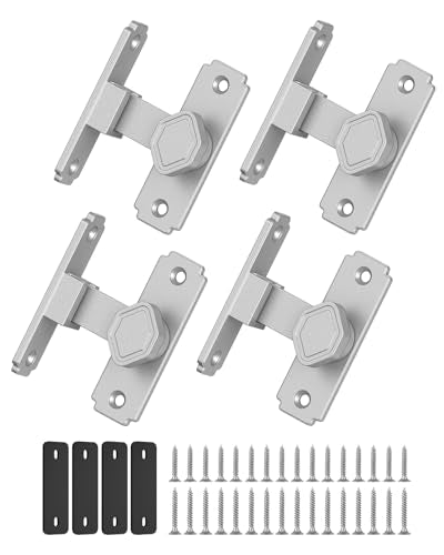 90 Degree Barn Door Lock, Rustproof Sliding Gate Latch, Silver 4Pcs - color: Silver-4PCS