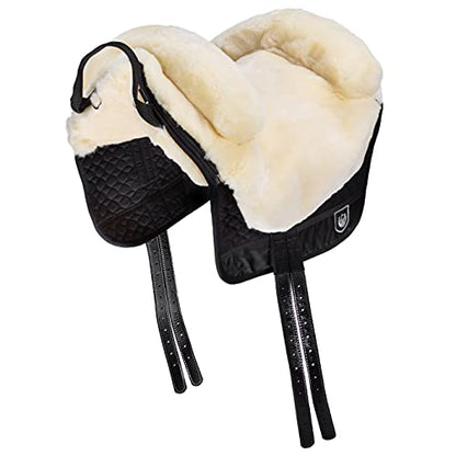 Werner Christ Horse Bareback Pad IBERICA Plus treeless Saddle in Spanish Style, Made of Real Sheepskin - color: Natural, size: Full