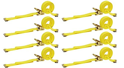 DC Cargo Mall E Track Ratchet Straps, Heavy Duty Cargo Tie-Down E Track Straps 2" x 12', (8 Pack, Yellow) E Track Spring Fittings Tie Down Motorcycle, Vans, Trucks, Trailers - size: 8 - Pack