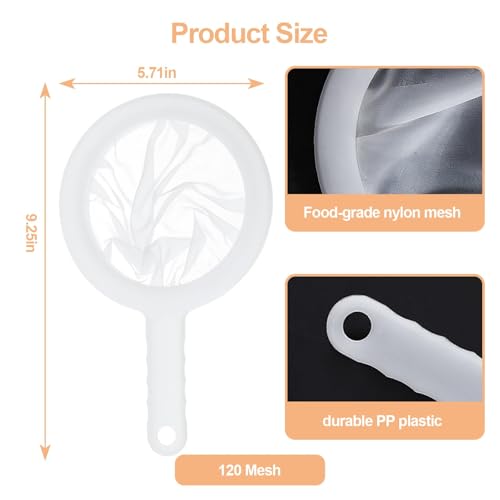 Ultra-Fine Nylon Mesh Strainer- Mini Kitchen Colander for Coffee, Milk, Yogurt, Juice - Non-Slip Handle & Hanging Hole (120 Mesh) - size: 120 Mesh