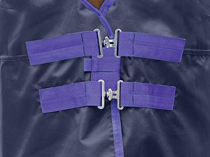 Challenger Turnout Waterproof Winter Horse Blanket 840D Medium Weight 59EE06 - color: Navy Blue Trim, size: 51 inches