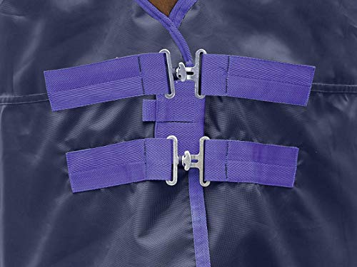 Challenger Turnout Waterproof Winter Horse Blanket 840D Medium Weight 59EE06 - color: Navy Blue Trim, size: 57 inches