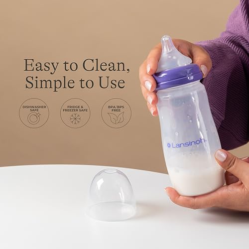 Lansinoh Anti-Colic Baby Bottles, 11 Ounces, 4 Count - style: 11 Ounce, Fast Flow, 4 Count