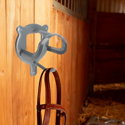 6 Counts Horse Bridle Rack Bracket Hooks, Metal Bridle Holder Wall Mount with Tubes and Screw for Tack Room Horse Barn Supplies, Silver