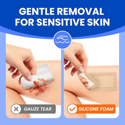 Large Waterproof Bandages 4x8 Silicone Foam Dressing Sensitive Skin, 5 PCS - style: 4"x8"(5PCS)