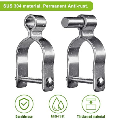 Insaga 2 Pack 1-3/8" Heavy Duty Chain Link Fence Gate Hinges, 304 Stainless Steel T-Post & Pipe Gate Hinge Kit with Frame and Post Brackets, Bolts & Nuts Included for Farm, Cattle, and Chain Link Gate - color: Lightweight, size: 1-3/8''-2Pack