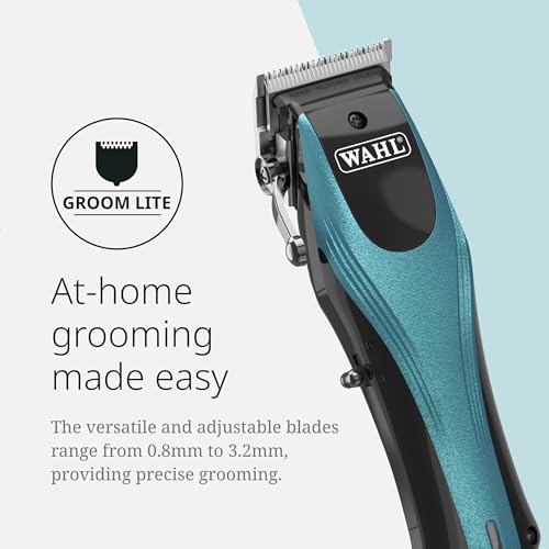 Wahl Pro Animal Groom Lite Cordless Clipper, Black & Metallic Blue | Cordless and USB Charging, Adjustable Blades, Professional Grooming Kit for Dogs, Cats, and Small Pets, Charge Indicator