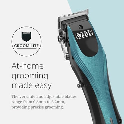 Wahl Pro Animal Groom Lite Cordless Clipper, Black & Metallic Blue | Cordless and USB Charging, Adjustable Blades, Professional Grooming Kit for Dogs, Cats, and Small Pets, Charge Indicator