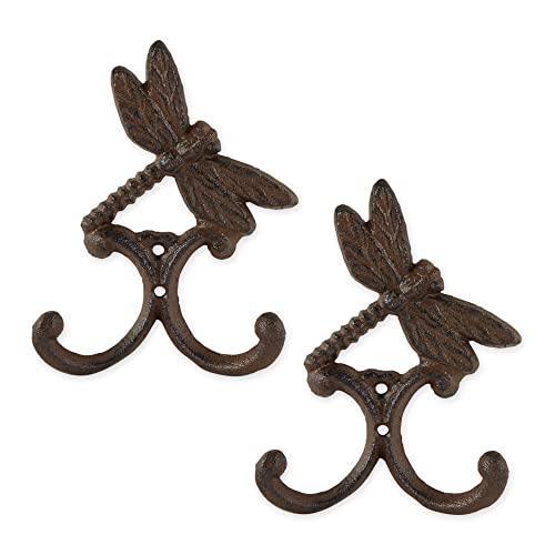 DII Cast Iron Decorative Wall Hook Set, Dragonfly, 2 Count - size: Dragonfly
