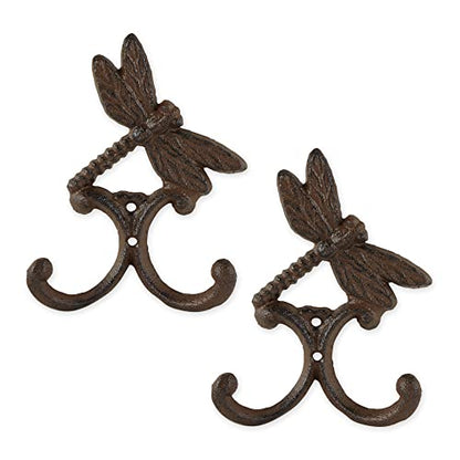 DII Cast Iron Decorative Wall Hook Set, Dragonfly, 2 Count - size: Dragonfly