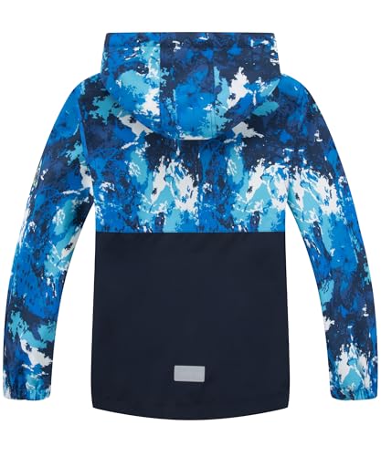M2C Boys Girls Hooded Color Block Waterproof Fleece Lined Windbreaker Jacket - color: Camouflage Blue, size: 4-5T