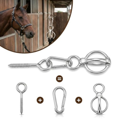 Horse Tie Ring Kit, Horse Training Cross Ties with Eye Bolt Tack, Snap Hook