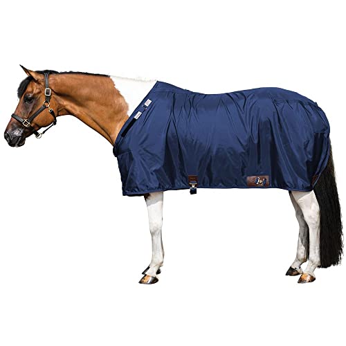 Dura-Nylon Horse Stable Sheet | Ultimate Comfort & Protection Horse Sheet | Keeps Coats Smooth & Shiny - color: Navy, size: Horse Size 72, style: V-Free | Closed Front | Legstrap