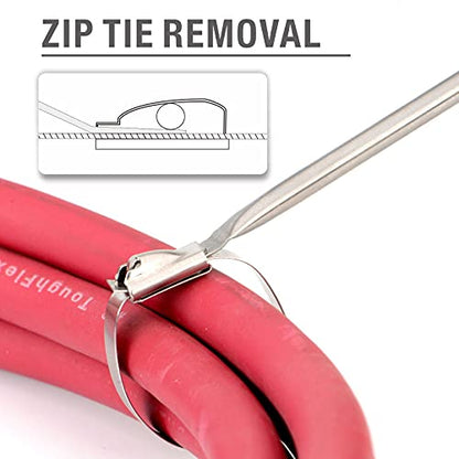 IWISS Metal Zip Tie Gun Wrap Tool for Stainless Steel Cable Ties, Tensioning & Cutting Functional Cable Tie Gun c/w Free Zip Tie Release Tool
