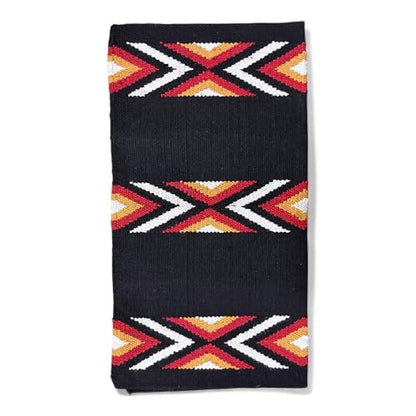 Majestic Ally Western Saddle Blanket, Canyon Diamond Design, New Zealand Wool, Handwoven Horse Tack, 36x34 Inches - color: Black Red
