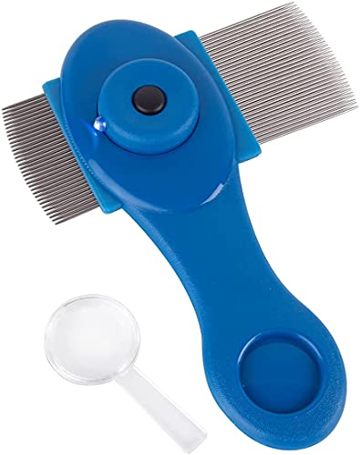 EZY DOSE Kids Lice and Eggs Comb, Hair Care for Baby, Toddler, Adult, Includes Light, Magnifying Glass, Stainless Steel Pin Teeth, Blue, 3.3 Oz, BPA Free - size: Light + Magnifying Glass + Pin Teeth