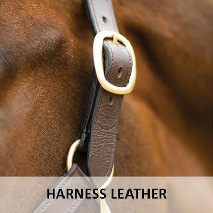 Dura-Tech Premier Lancaster Leather Halter for Horses | Simple Economy Leather Halter with Adjustable Fit & Solid Brass Hardware - size: Full Size
