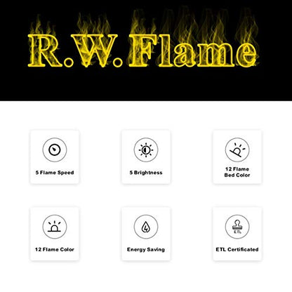 R.W.FLAME Electric Fireplace 50 inch Recessed and Wall Mounted,The Thinnest FireplaceLow Noise, Fit for 2 x 6 Stud, Remote Control with Timer,Touch Screen,Adjustable Flame Colors and Speed - size: 50"