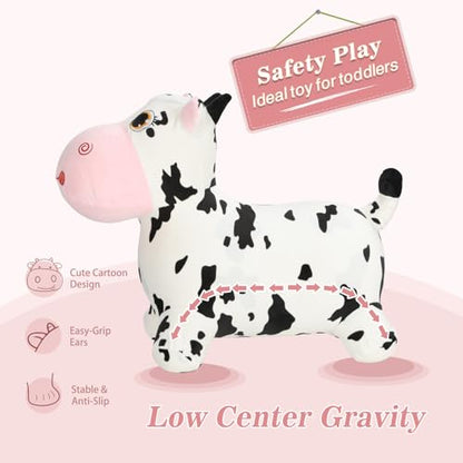 INPANY Bouncy Cow, Plush Cow Hoppers Toys for 2-4 Kid, Indoor & Outdoor Fun - color: Black and White