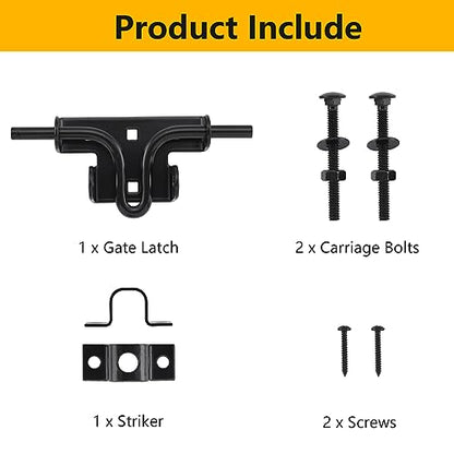 HOME MASTER HARDWARE Heavy Duty Slide Bolt Gate Latch, 1 Pack Door Latch | Metal Sliding Bolt Door Lock with Padlock Hole, Suitable for Fence, Barn, Shed, Interior, Outdoor, Included Screws, Black