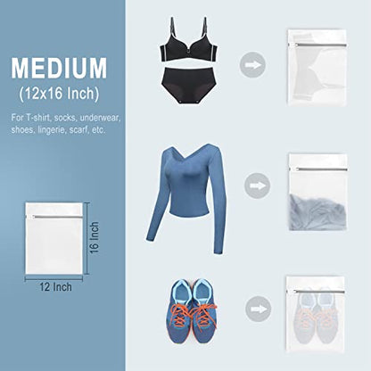 Muchfun 3Pcs Durable Diamond Mesh Laundry Bags for Delicates 12 x 16 Inches - size: 3 Medium