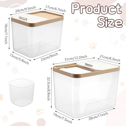 Lounsweer 4 Piece Pet Food Storage Container Dog Cat Treat Storage Container Large Airtight Rice Dispenser with Measuring Scoops for Dog Cat Bird Food Flour Kitchen Supplies(Clear,11 Lb, 22 lb) - size: 11 lb, 22 lb