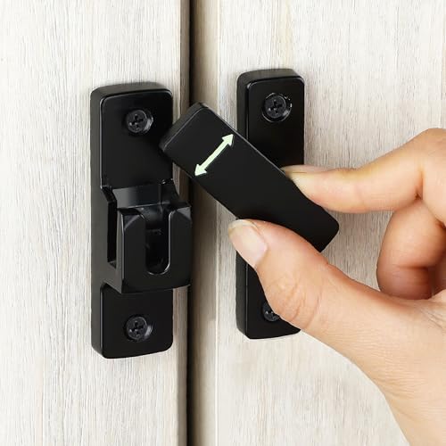 Mooche Sliding Barn Door Lock, 90/180 Degree Flip Door Lock Latch, Black - color: Black