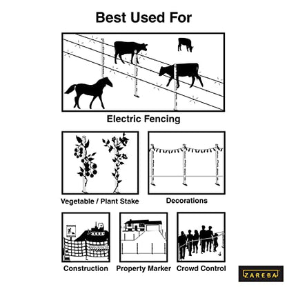 Fi-Shock P-30G 30 Inch Garden Fence Post, Ideal for Gardens and Temporary Fencing - 25 Pack