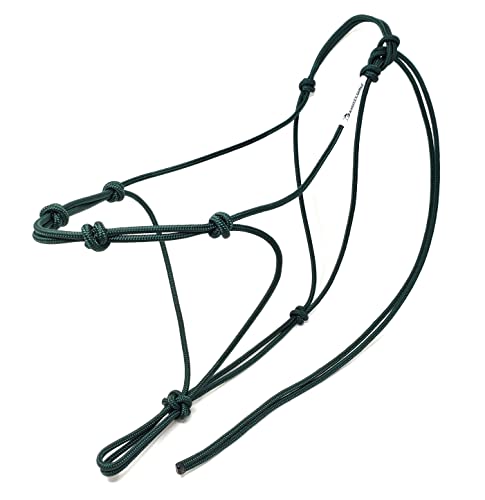 4 Knot Horse Rope Training Halter - 3/16" (5mm) Very Thin! Stiff Polyester Rope - color: Hunter Green, size: Mule