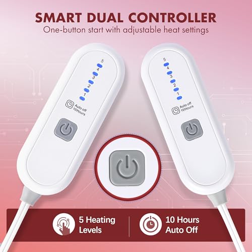 Electric Blanket Queen Size Red, Dual Control, Overheat Protection - color: 04 - Red, size: Queen - 84" x 90"