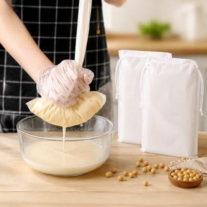 2 Pcs Nylon Filter Bags, Ultra Fine Mesh Strainer, Reusable Soymilk Juice Filter for Almond Milk Yogurt Wine Residue Food Prep