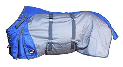 1200D Horse Turnout Blanket Waterproof, Breathable, Heavy-Weight Winter Blanket with 300g Fill, Ripstop Outer Shell - color: Grey/Royal Blue, size: 78 inches