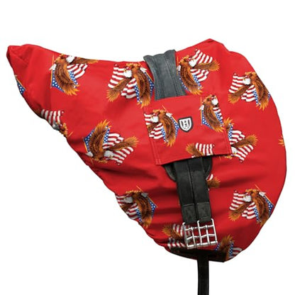 Harrison Howard Premium English Saddle Cover, Waterproof & Breathable Fleece-Lined Protective Saddle Cover - color: Patriot Eagle, size: Dressage-One Size